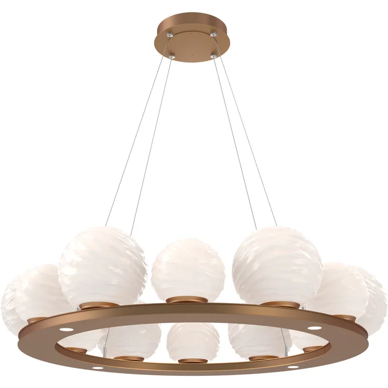 Gaia LED Novel Brass Multi-Pendant Ceiling Light in 3000K LED, Opal White