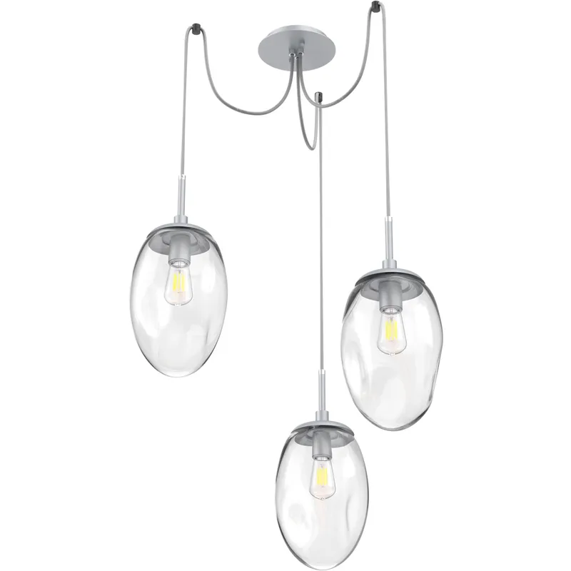 Meteo 3 Light 17 inch Classic Silver Swag Multi-Pendant Ceiling Light in Clear