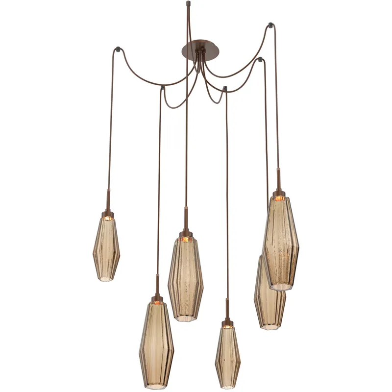 Aalto LED Burnished Bronze Swag Multi-Pendant Ceiling Light in 2700K LED