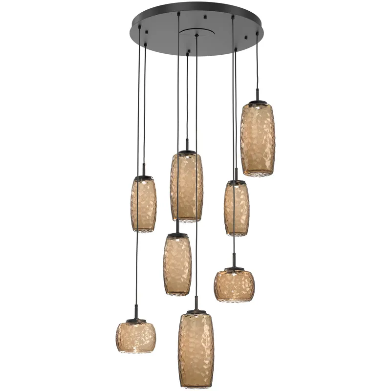 Vessel LED Matte Black Multi-Pendant Ceiling Light in 3000K LED, Bronze