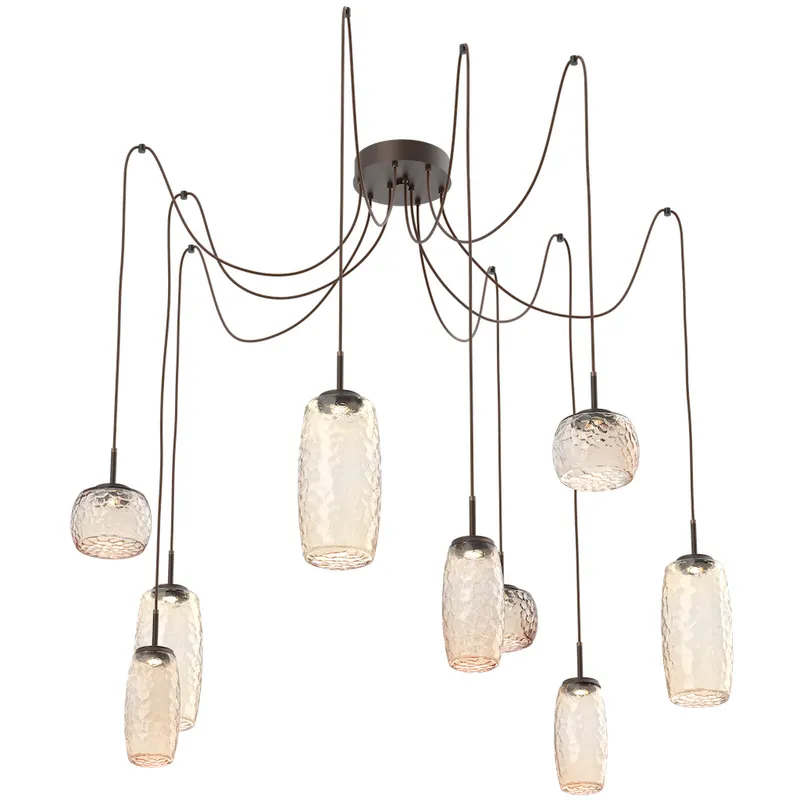 Vessel LED 15.2 inch Flat Bronze Swag Multi-Pendant Ceiling Light in Amber, 2700K LED