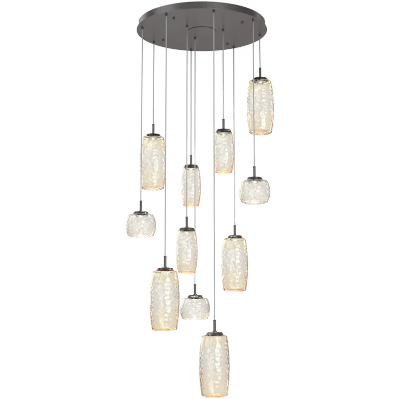 Vessel LED Graphite Multi-Pendant Ceiling Light in 3000K LED, Amber