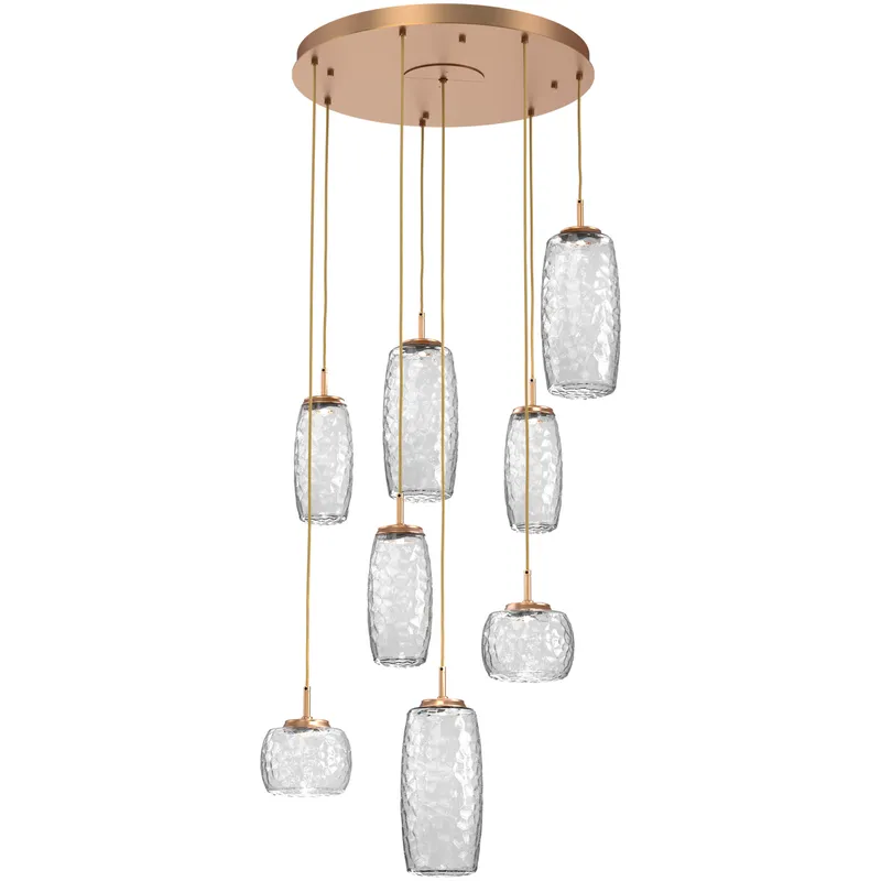 Vessel LED Novel Brass Multi-Pendant Ceiling Light in Clear, 2700K LED