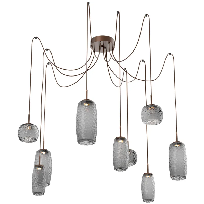 Vessel LED 15.2 inch Burnished Bronze Swag Multi-Pendant Ceiling Light in Smoke, 2700K LED