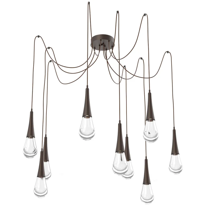 Raindrop LED 13.6 inch Flat Bronze Swag Multi-Pendant Ceiling Light in 2700K LED