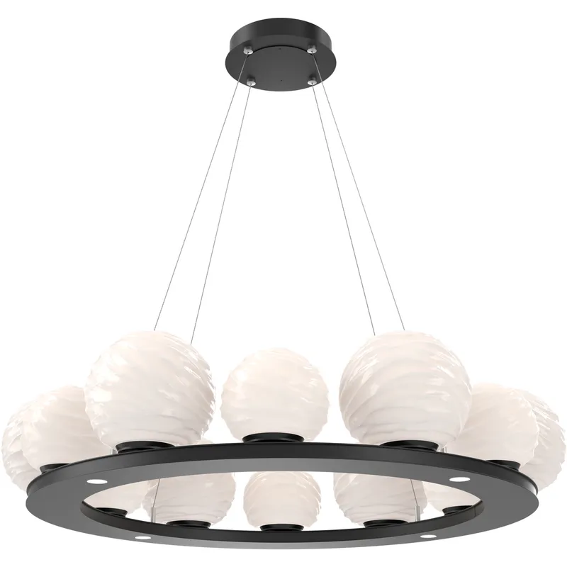 Gaia LED Matte Black Multi-Pendant Ceiling Light in 3000K LED, Opal White