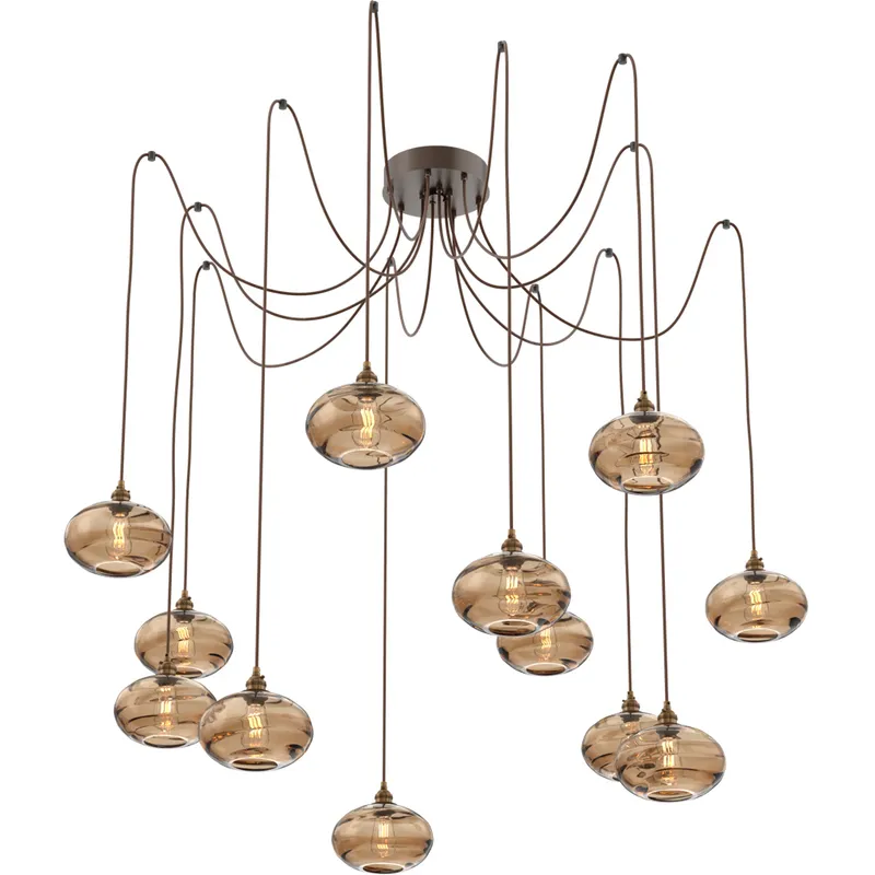 Coppa 12 Light 17 inch Flat Bronze Swag Multi-Pendant Ceiling Light in Bronze Optic
