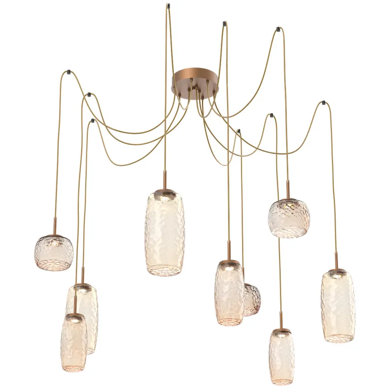 Vessel LED 15.2 inch Novel Brass Swag Multi-Pendant Ceiling Light in Amber, 2700K LED