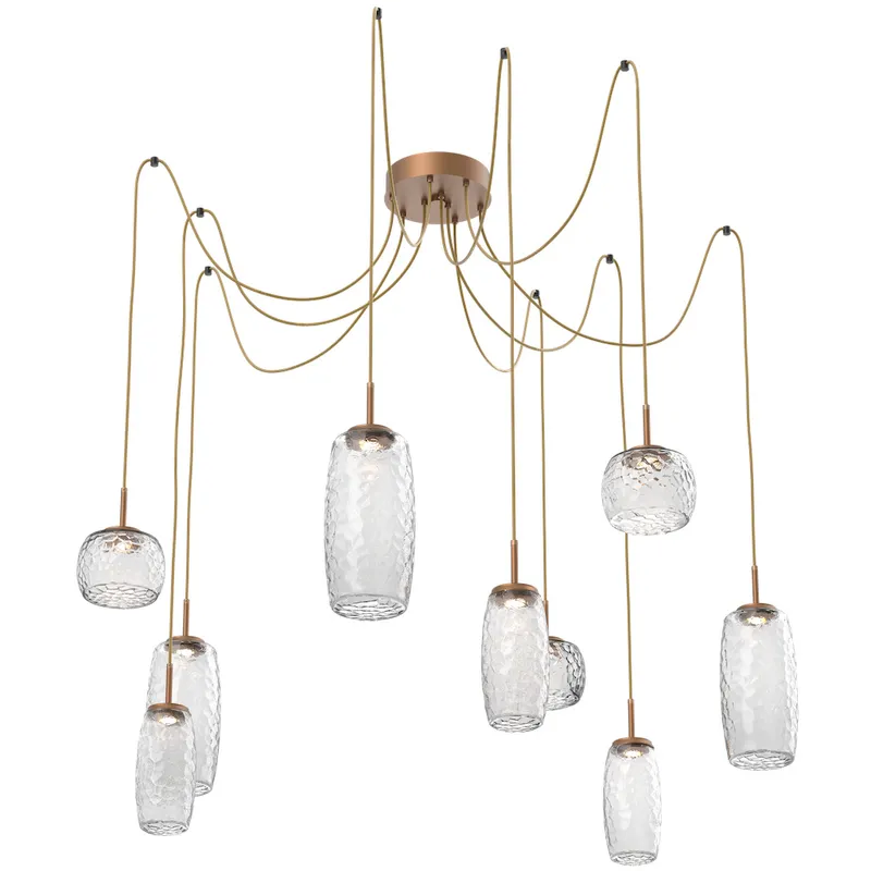 Vessel LED 15.2 inch Novel Brass Swag Multi-Pendant Ceiling Light in Clear, 2700K LED