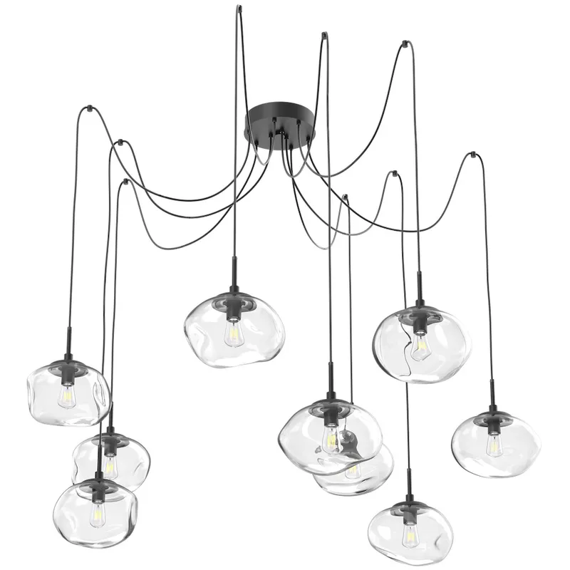 Nova 9 Light 19 inch Matte Black Swag Multi-Pendant Ceiling Light in Clear