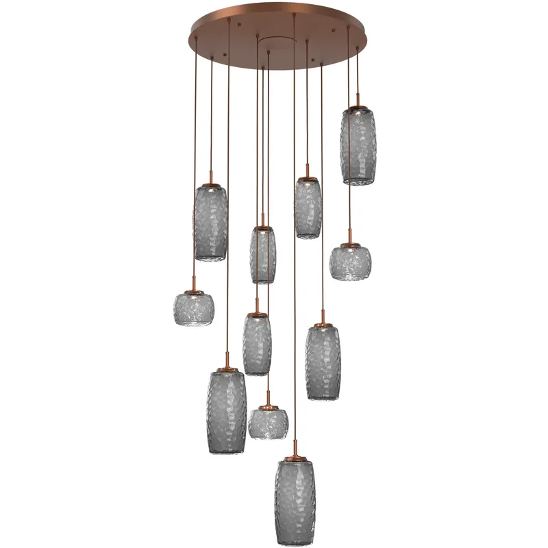 Vessel LED Burnished Bronze Multi-Pendant Ceiling Light in 3000K LED, Smoke