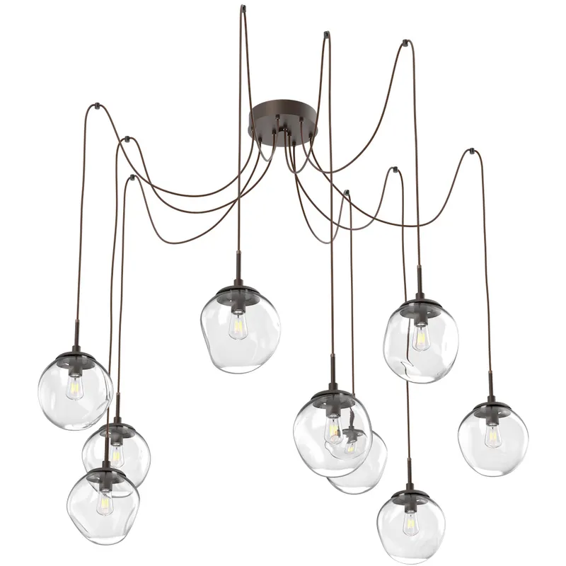 Aster 9 Light 18.7 inch Flat Bronze Swag Multi-Pendant Ceiling Light in Clear