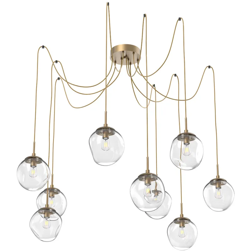 Aster 9 Light 18.7 inch Gilded Brass Swag Multi-Pendant Ceiling Light in Clear