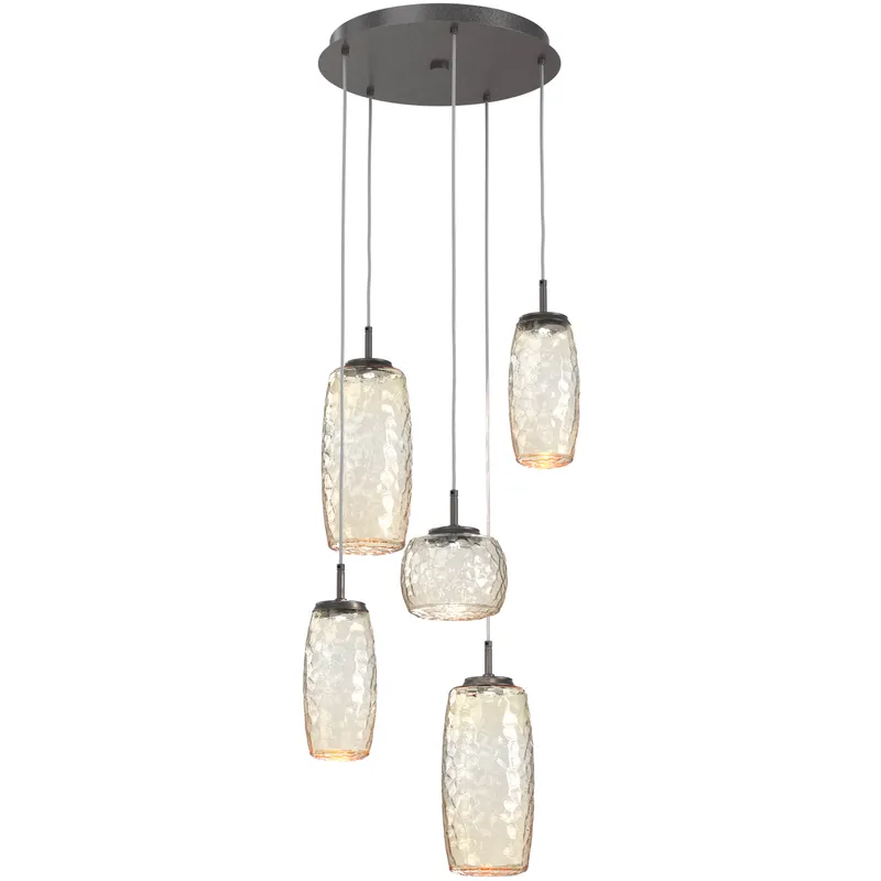 Vessel LED Graphite Multi-Pendant Ceiling Light in 3000K LED, Amber