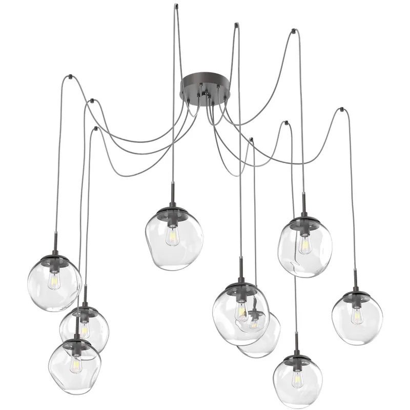 Aster 9 Light 18.7 inch Graphite Swag Multi-Pendant Ceiling Light in Clear