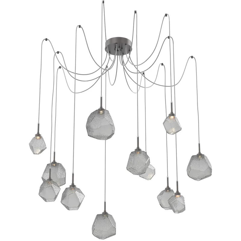 Gem LED 17 inch Graphite Swag Multi-Pendant Ceiling Light in Smoke, 2700K LED