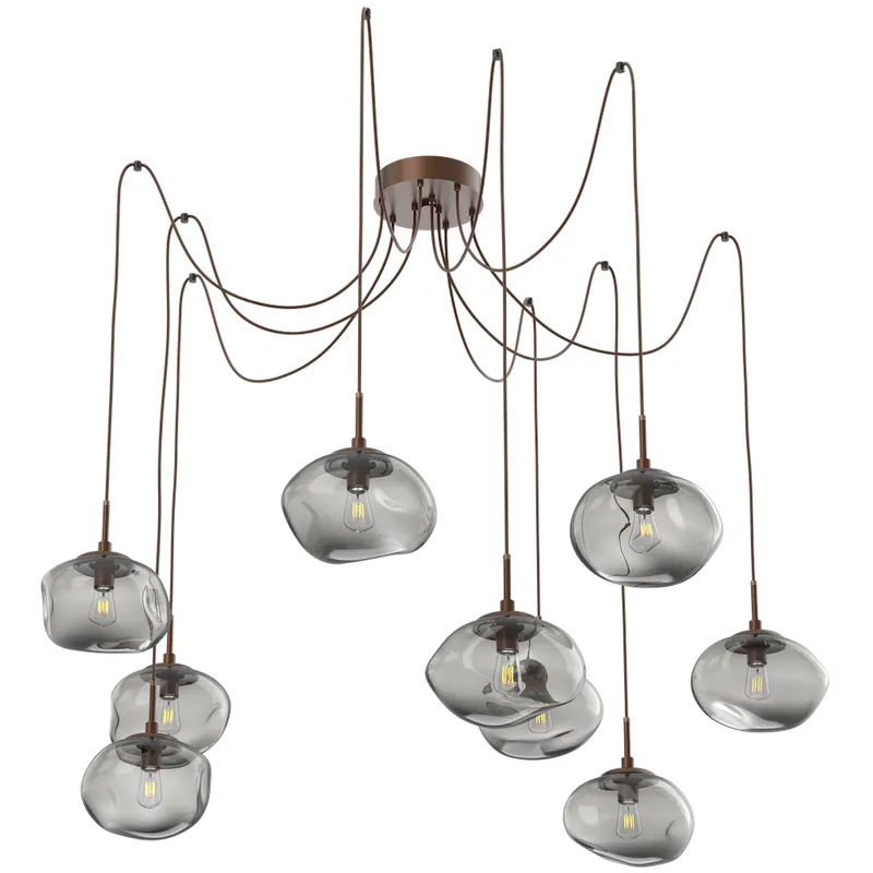 Nova 9 Light 19 inch Burnished Bronze Swag Multi-Pendant Ceiling Light in Smoke