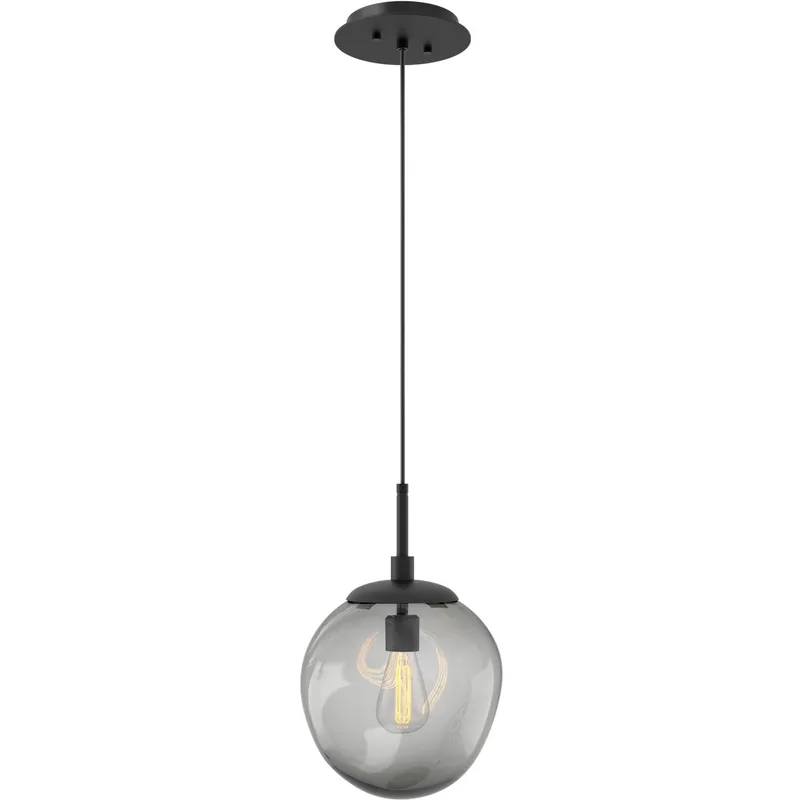 Aster Incandescent 1 Light 10 inch Matte Black Pendant Ceiling Light in Smoke Aster