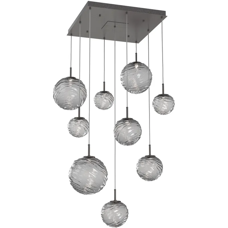 Gaia LED 30 inch Graphite Multi-Pendant Ceiling Light in 3000K LED, Smoke