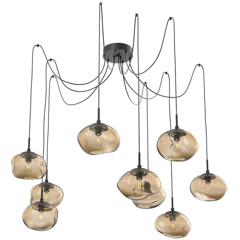 Nova 9 Light 19 inch Matte Black Swag Multi-Pendant Ceiling Light in Bronze