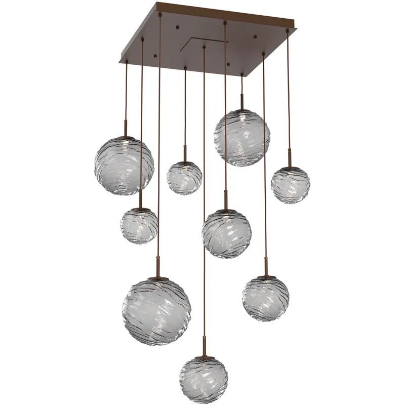 Gaia LED 30 inch Flat Bronze Multi-Pendant Ceiling Light in 3000K LED, Smoke