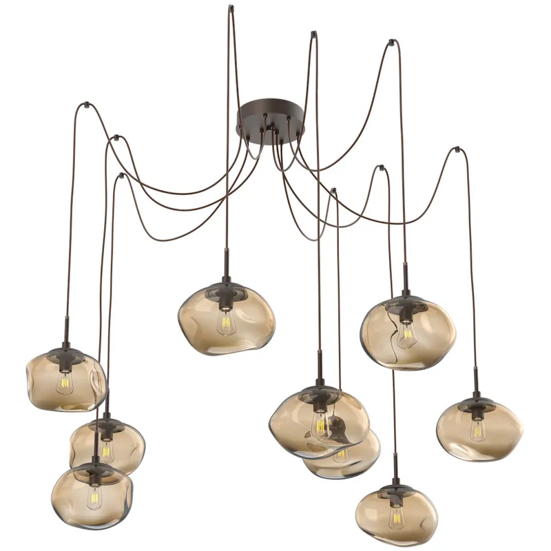 Nova 9 Light 19 inch Flat Bronze Swag Multi-Pendant Ceiling Light