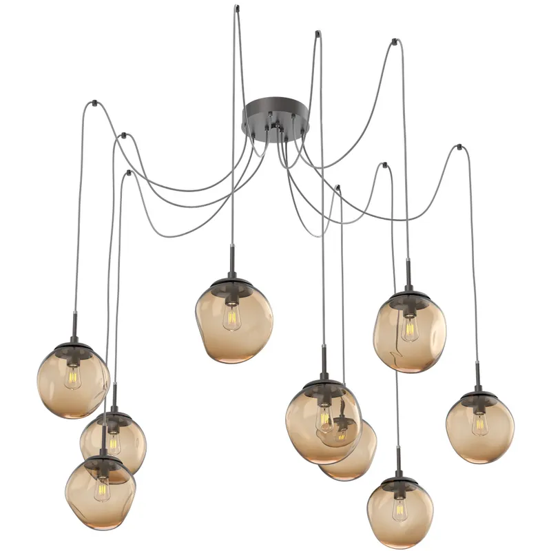 Aster 9 Light 18.7 inch Graphite Swag Multi-Pendant Ceiling Light in Bronze