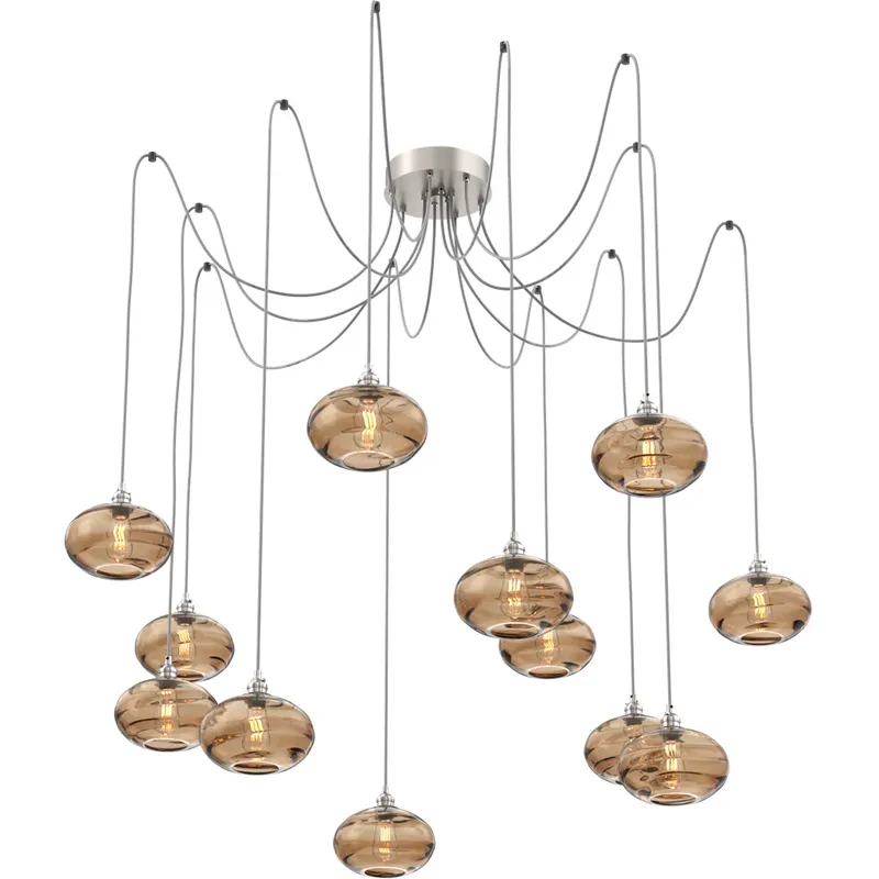 Coppa 12 Light 17 inch Metallic Beige Silver Swag Multi-Pendant Ceiling Light in Bronze Optic