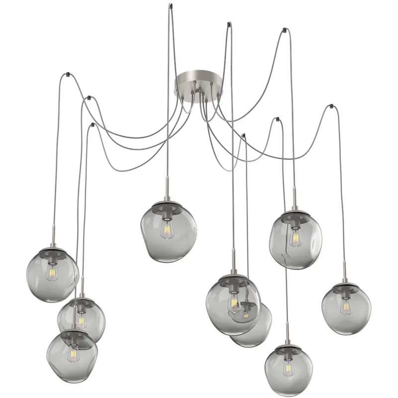 Aster 9 Light 18.7 inch Metallic Beige Silver Swag Multi-Pendant Ceiling Light in Smoke