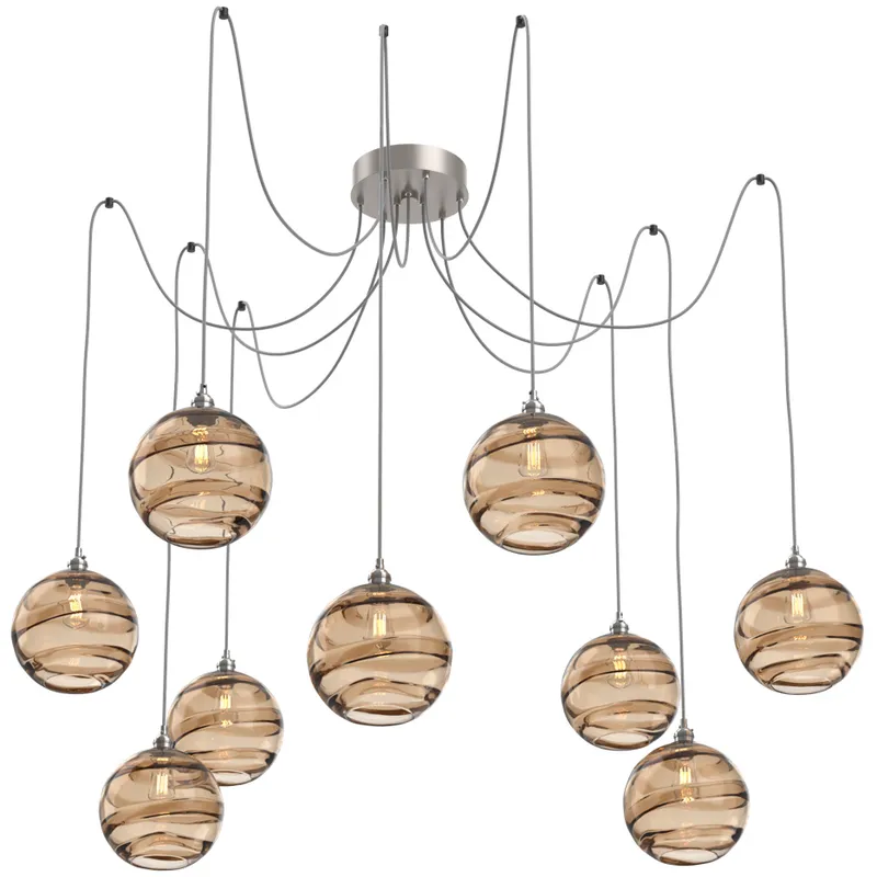 Terra 9 Light 18 inch Metallic Beige Silver Swag Multi-Pendant Ceiling Light in Bronze Optic