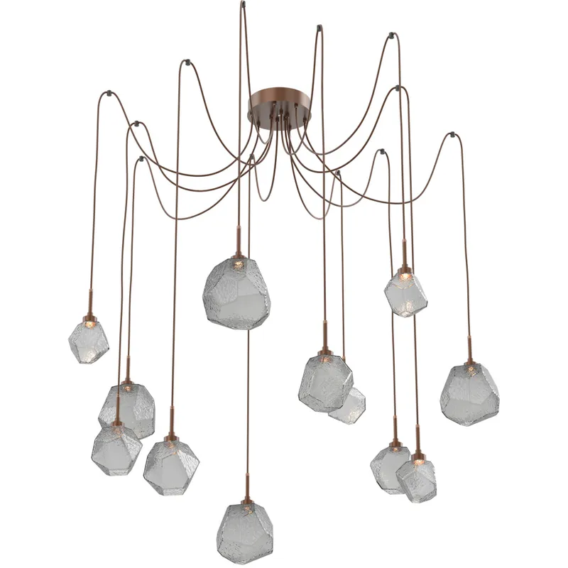 Gem LED 17 inch Burnished Bronze Swag Multi-Pendant Ceiling Light in Smoke, 2700K LED