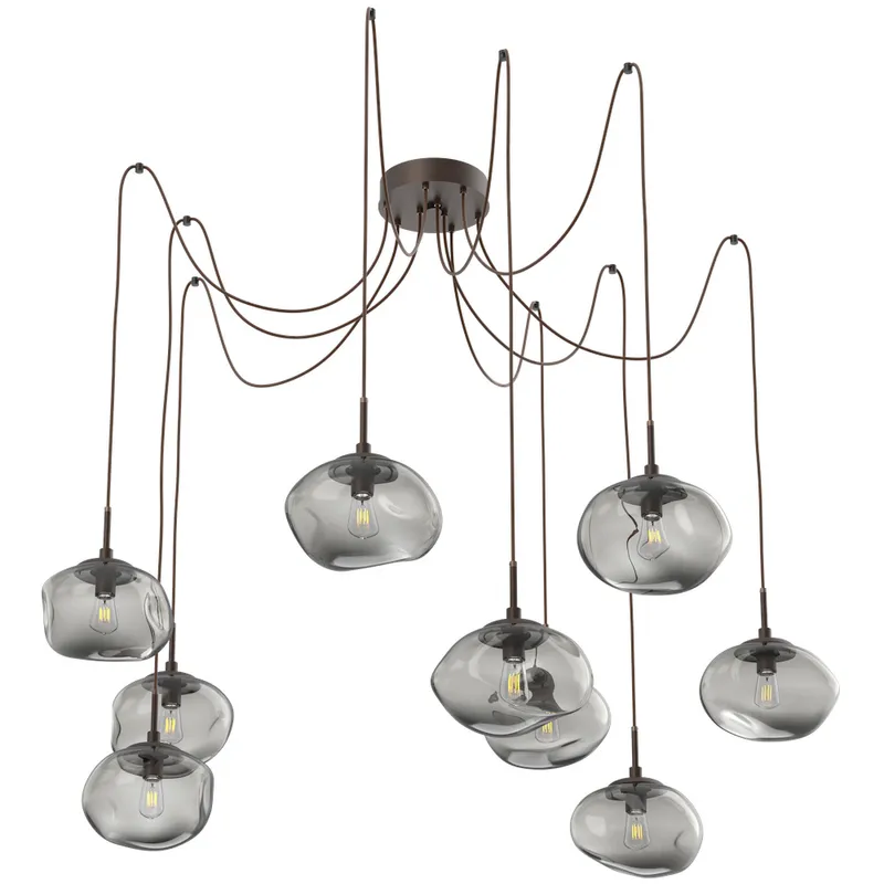 Nova 9 Light 19 inch Flat Bronze Swag Multi-Pendant Ceiling Light in Smoke