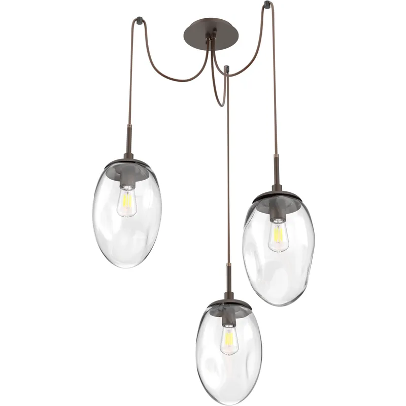 Meteo 3 Light 17 inch Flat Bronze Swag Multi-Pendant Ceiling Light in Clear