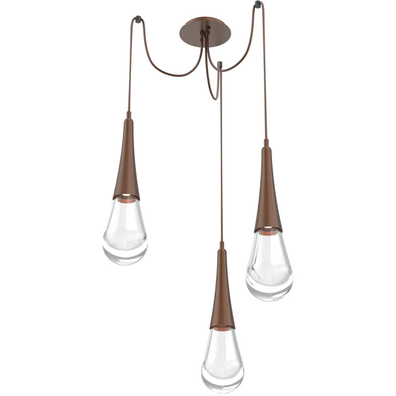 Raindrop LED 13.6 inch Burnished Bronze Swag Multi-Pendant Ceiling Light in 3000K LED