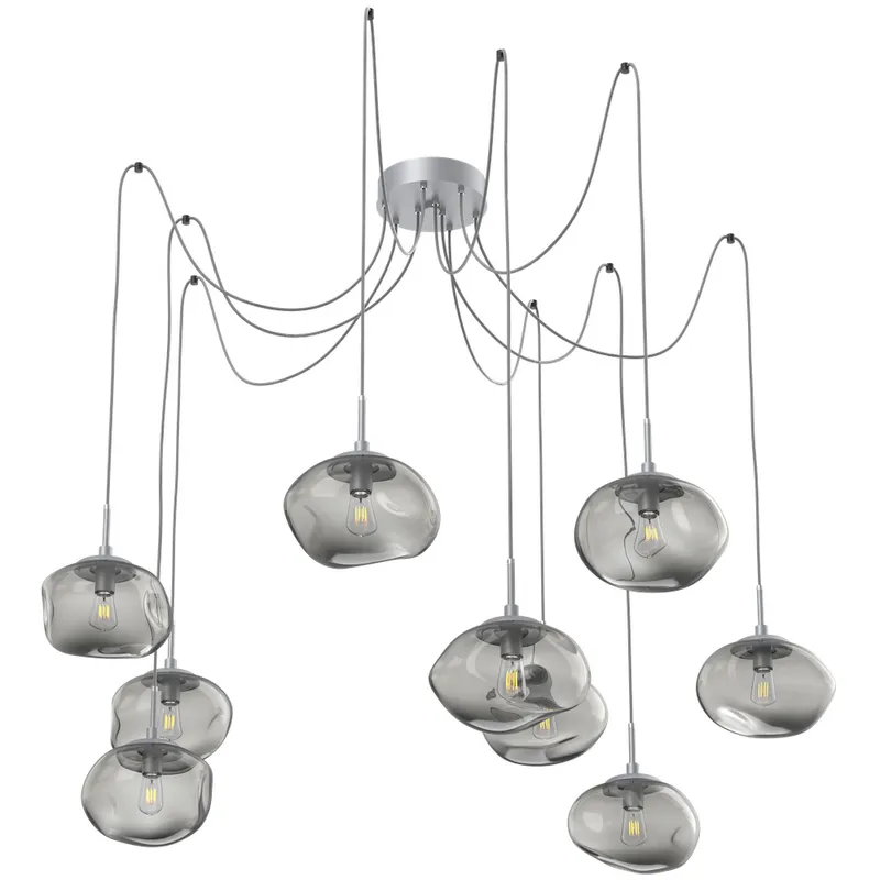 Nova 9 Light 19 inch Classic Silver Swag Multi-Pendant Ceiling Light in Smoke