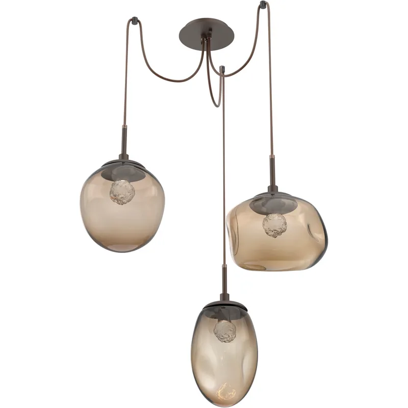 Cosmos LED 17 inch Flat Bronze Swag Multi-Pendant Ceiling Light in 2700K LED, Floret Inner - Bronze Outer