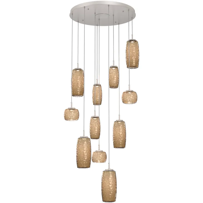 Vessel LED Beige Silver Multi-Pendant Ceiling Light in Bronze, 2700K LED