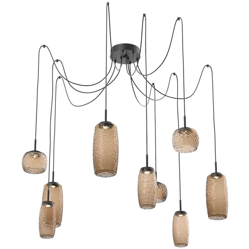 Vessel LED 15.2 inch Matte Black Swag Multi-Pendant Ceiling Light in 3000K LED, Bronze