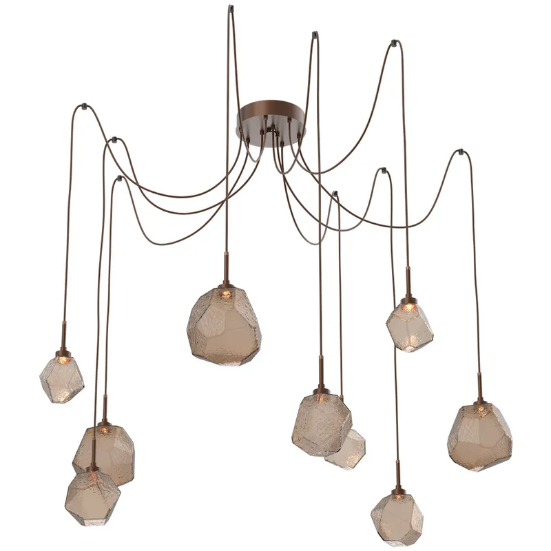 Gem LED 17 inch Burnished Bronze Swag Multi-Pendant Ceiling Light in 3000K LED