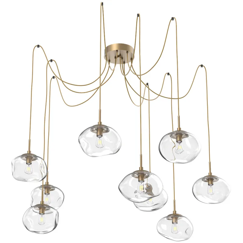 Nova 9 Light 19 inch Gilded Brass Swag Multi-Pendant Ceiling Light in Clear