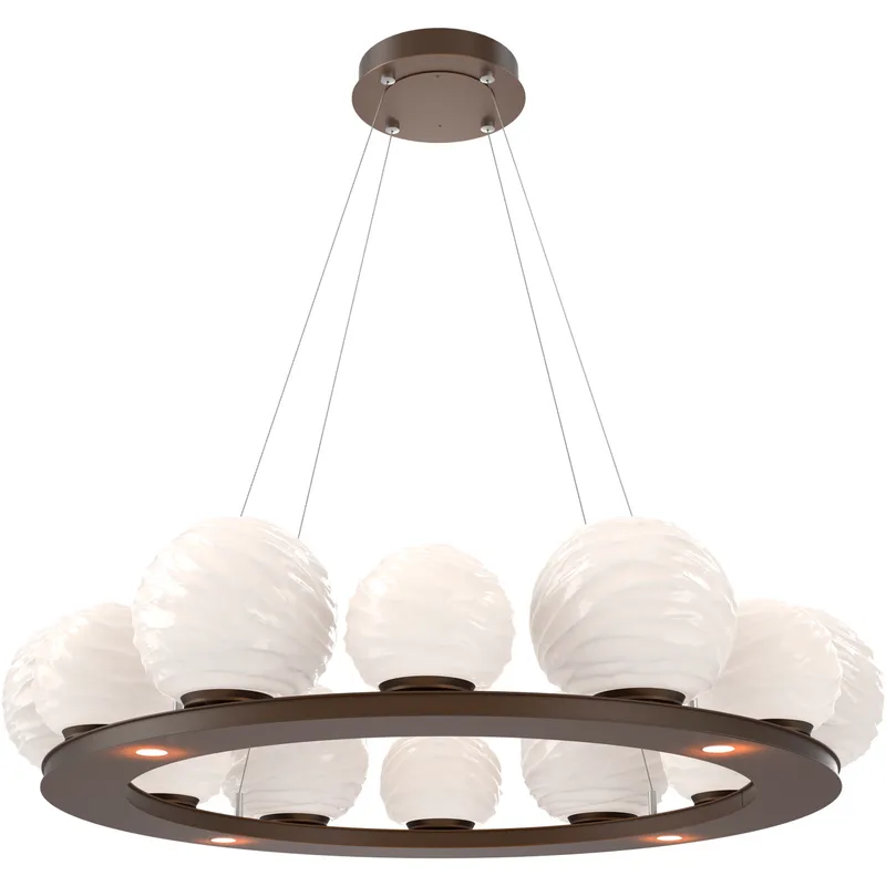 Gaia LED Flat Bronze Multi-Pendant Ceiling Light in 3000K LED, Opal White