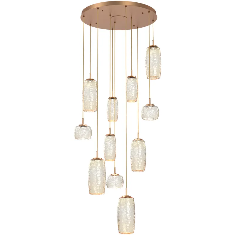 Vessel LED Novel Brass Multi-Pendant Ceiling Light in 3000K LED, Amber