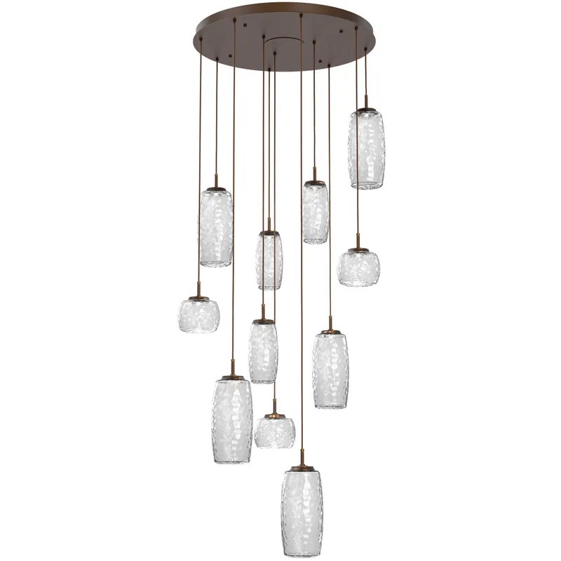 Vessel LED Flat Bronze Multi-Pendant Ceiling Light in Clear, 2700K LED