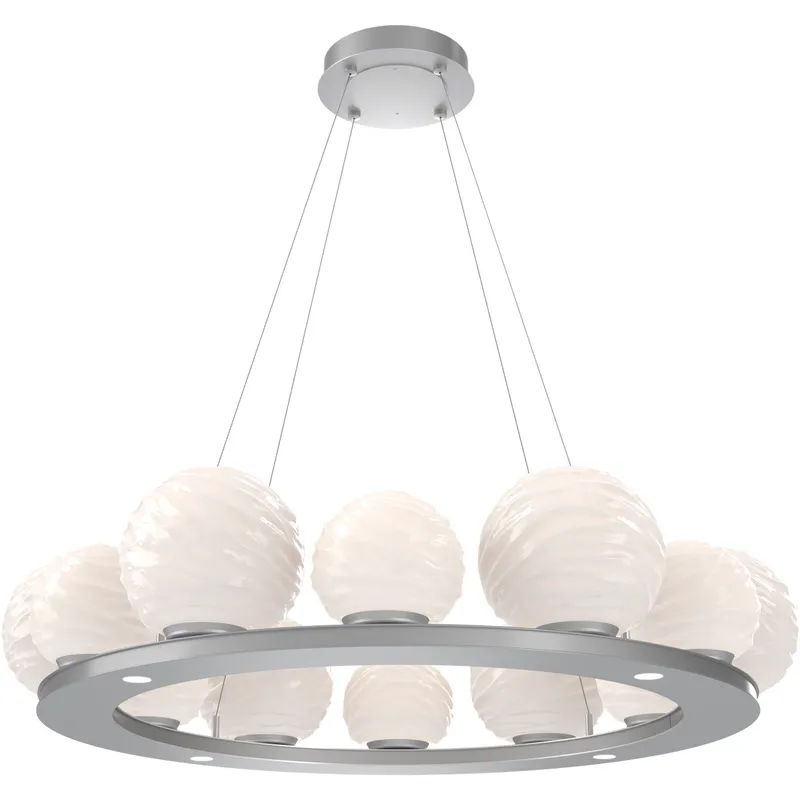 Gaia LED Classic Silver Multi-Pendant Ceiling Light in 3000K LED, Opal White