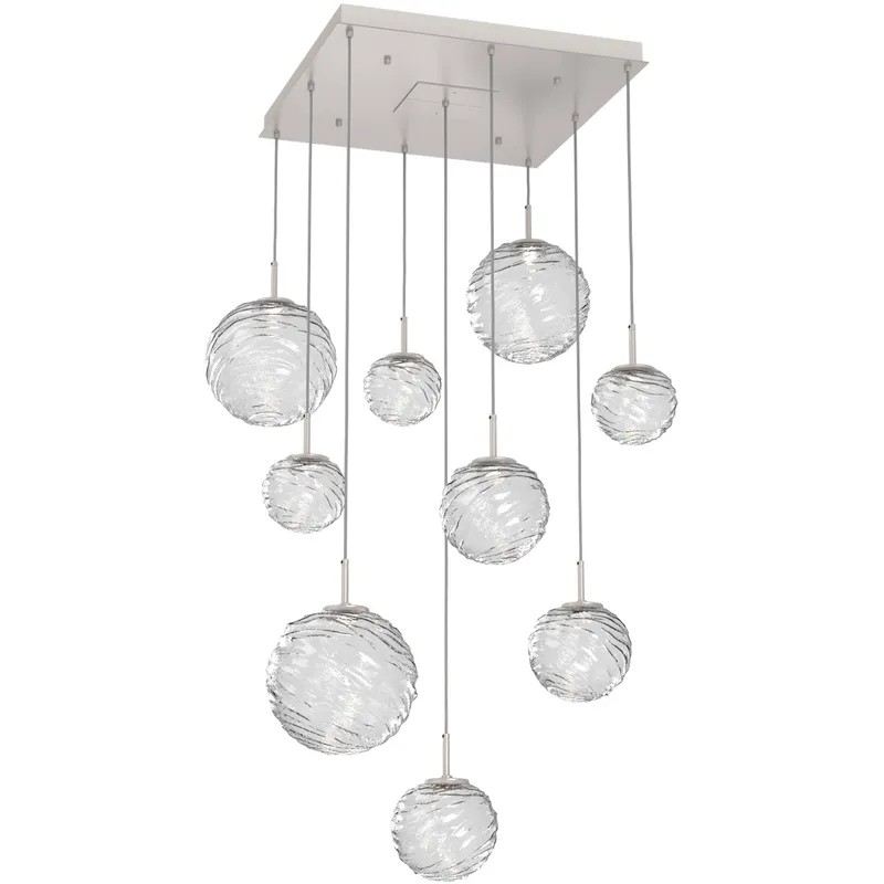 Gaia LED 30 inch Beige Silver Multi-Pendant Ceiling Light in 3000K LED, Clear