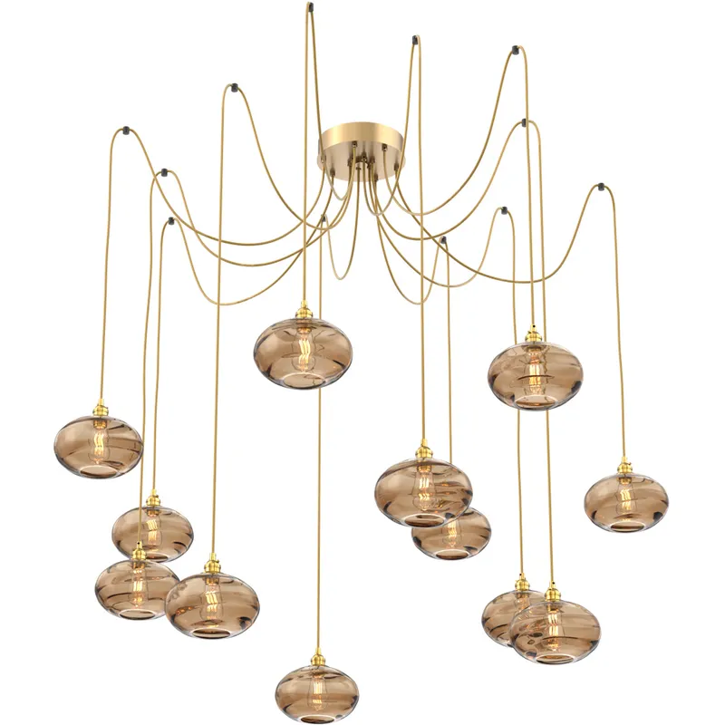 Coppa 12 Light 17 inch Gilded Brass Swag Multi-Pendant Ceiling Light in Bronze Optic