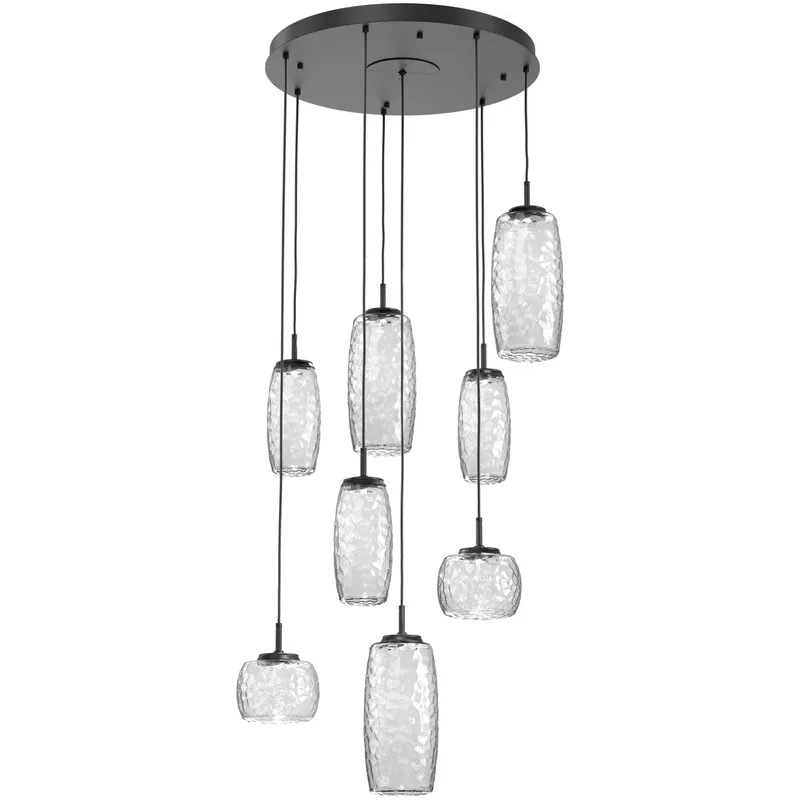 Vessel LED Matte Black Multi-Pendant Ceiling Light in 3000K LED, Clear