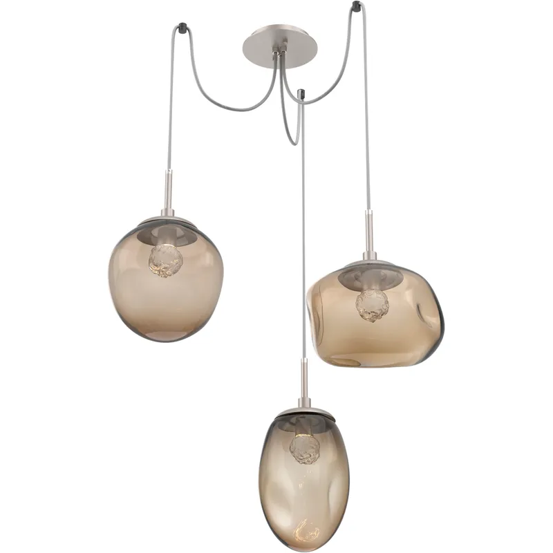 Cosmos LED 17 inch Metallic Beige Silver Swag Multi-Pendant Ceiling Light in 2700K LED, Floret Inner - Bronze Outer