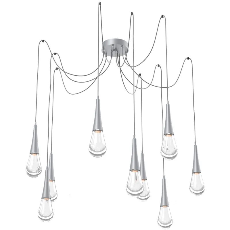 Raindrop LED 13.6 inch Classic Silver Swag Multi-Pendant Ceiling Light in 2700K LED