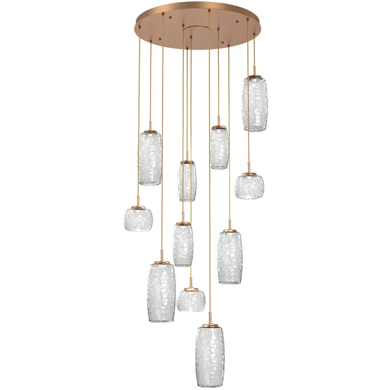 Vessel LED Novel Brass Multi-Pendant Ceiling Light in 3000K LED, Clear